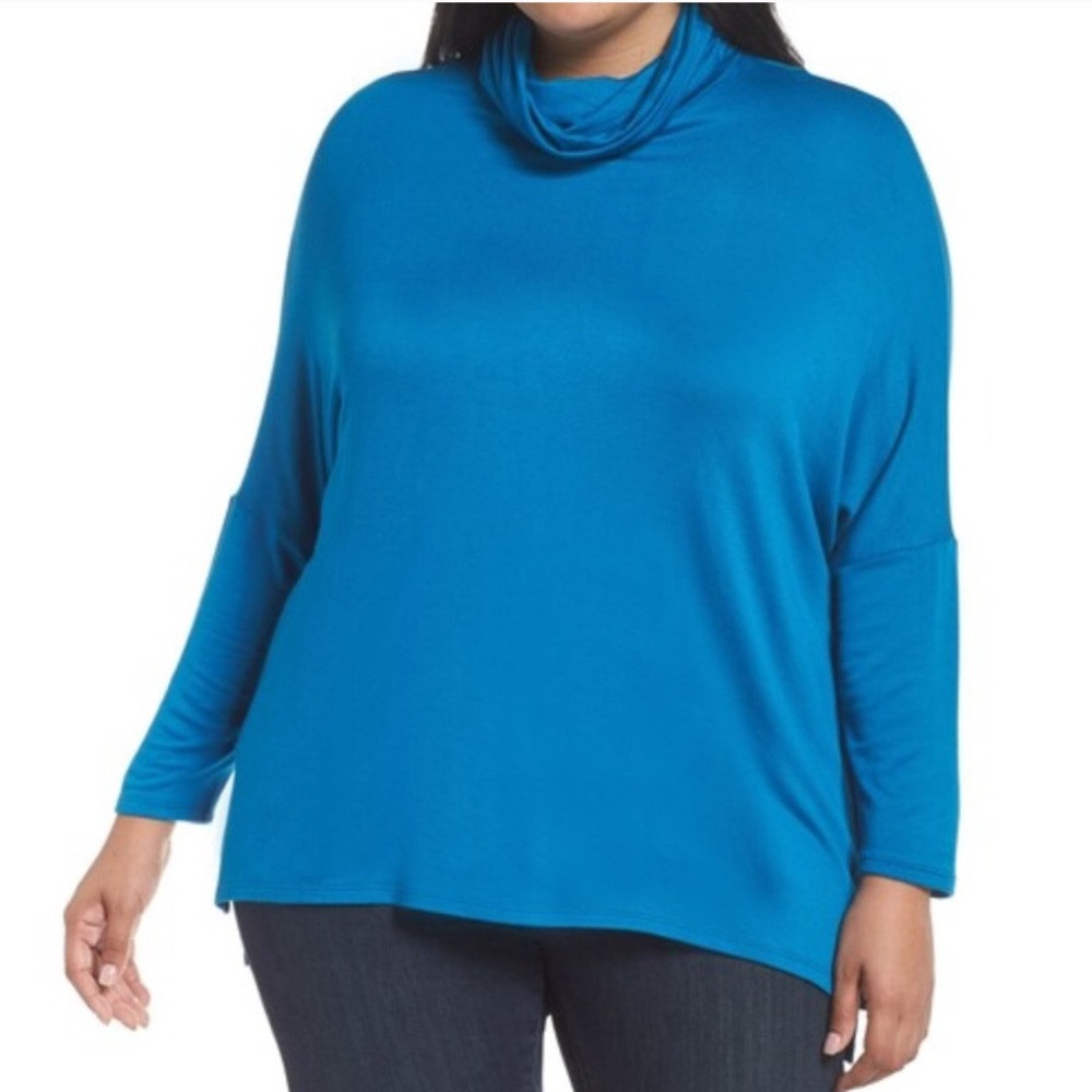 Nordstrom High/Low Tunic Top NWT Blue Teal 3X